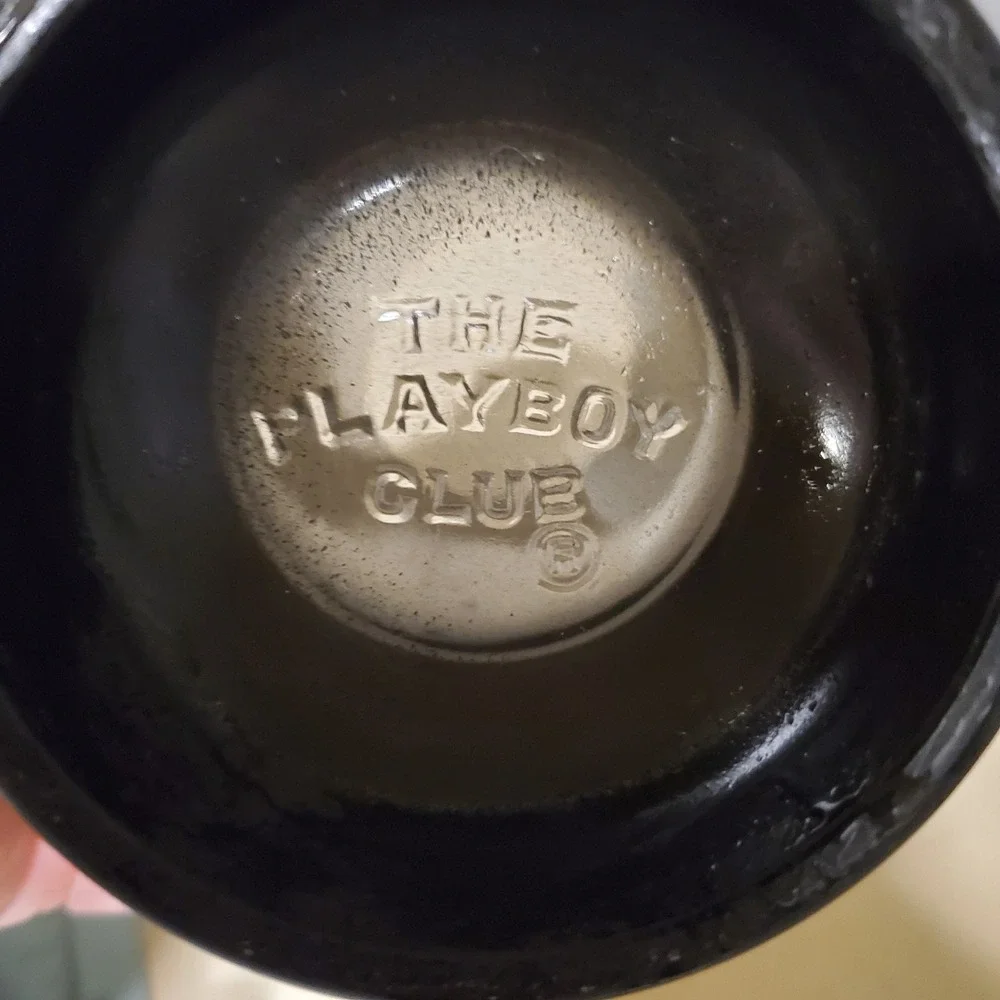 Vintage The Playboy Club Black Matte Beer Stein Mug Gold Logo Barware